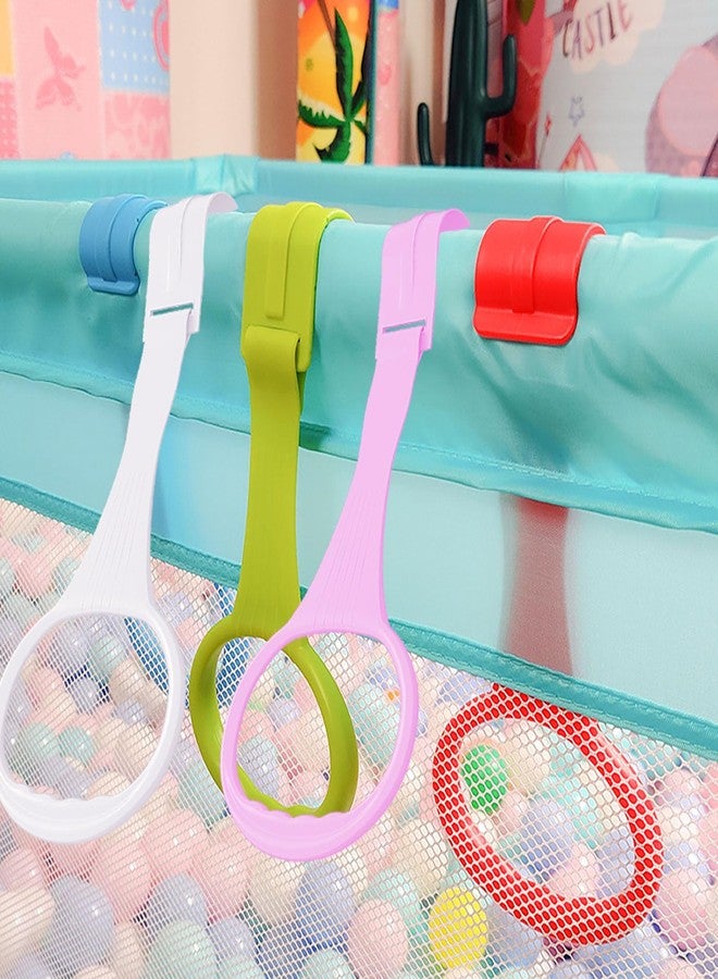 YYaaloa 4pcs Walk Assistant Plastic Baby Crib Pull Rings for Baby Baby Pull Up Rings Cot Hanging Rings for Infant Baby Toddler Practice Tool (White 2pcs Pink 2pcs) - Image 5
